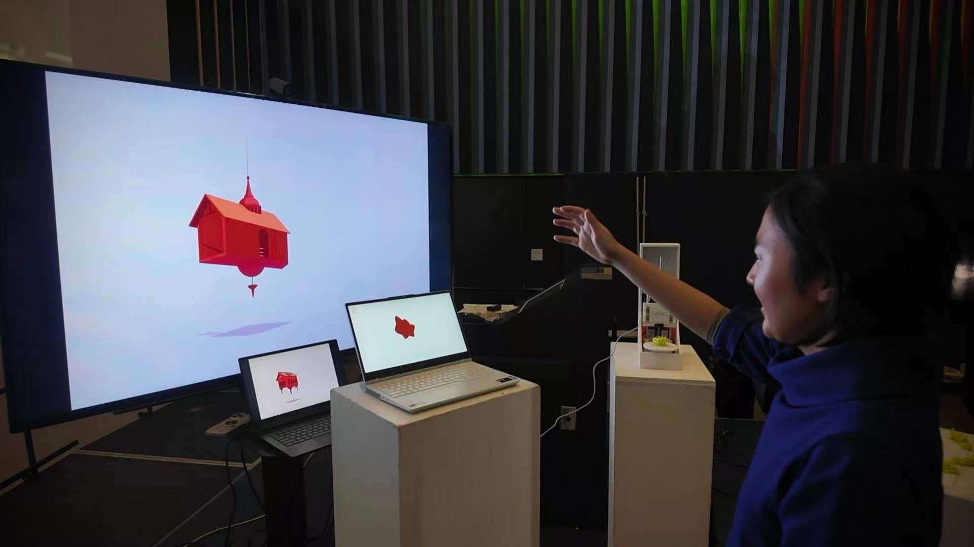 Participant translating a hand-built form into a speculative digital structure