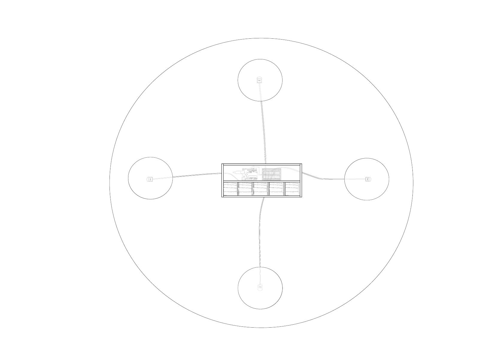 Plan drawing showing four sensor stations connected to the central controller