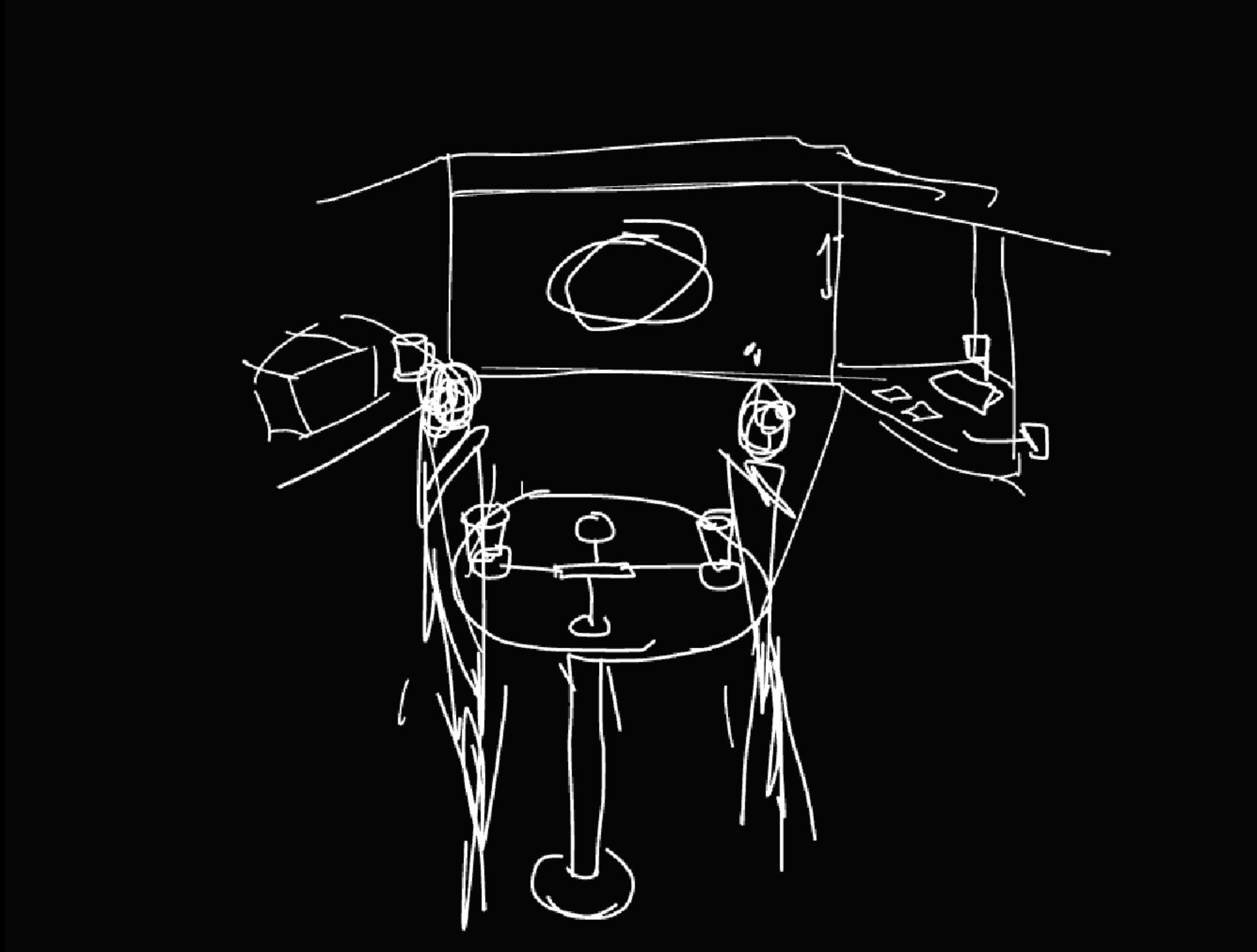 Hand-drawn proposal for the projected café installation